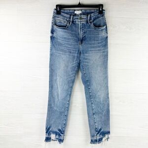 Good American Good Legs Destroyed Hem High Rise Distressed Jeans